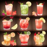 AI generated Cocktail Mocktail Drinks Collection Illustration Water Color Simple Background photo