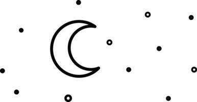 Vector outline of design elements of the Moon and stars isolated on a white background. Vector crescent and star for Ramadan Kareem or the concept of bedtime. Icon of the astronomy concept.