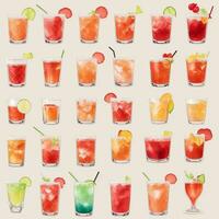 ai generado cóctel Mocktail bebidas colección ilustración agua color sencillo antecedentes foto