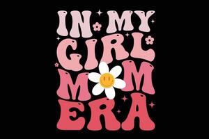 retro maravilloso niña mamá camiseta diseño vector