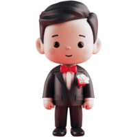 AI generated Man in wedding suit, 3d design. Suitable for wedding and design elements png