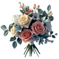 AI generated A beautiful bunch of flowers, 3d design. Great for weddings and design elements png