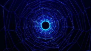 Technological tunnel plexus of points and lines, visualization of the connection. abstract background. Seamless loop video