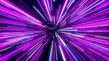 Hyperjump to another galaxy. The effect of jumping in space at the speed of light. neon glowing rays in motion. Moving through stars. Seamless loop video