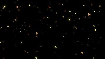 Confetti gold particles and sparkles on a black background, 3D animation of gold confetti falling. seamless loop. video