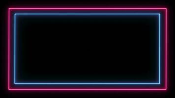 Abstract neon glowing frame, stage for product presentation, neon lights rectangle, Seamless loop video