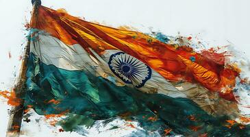 AI generated Beautiful view of the Indian flag with a white background photo