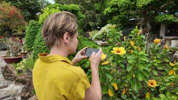 capturer fleurs, téléphone intelligent la photographie dans jardin video