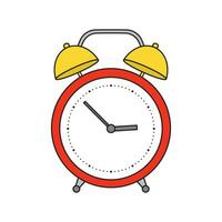 niños dibujo dibujos animados vector ilustración alarma reloj icono aislado en blanco