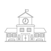 Hand drawn Kids drawing cartoon Vector illustration school building icon Isolated on White