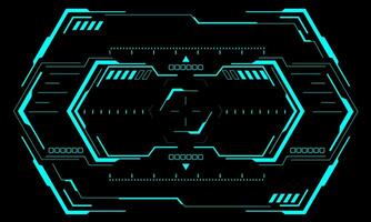 HUD sci-fi hexagon interface screen view blue hexagon geometric design virtual reality futuristic technology creative display on black vector