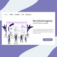 Recruitment agency mock up website interface. Vector agency selection of resource talent, recruit and hiring illustration