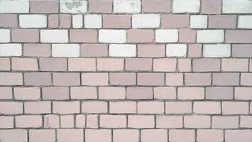 Old, bright, reliable and strong white-pink brick wall texture. photo