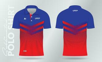 red and blue sublimation polo sport jersey mockup template design vector