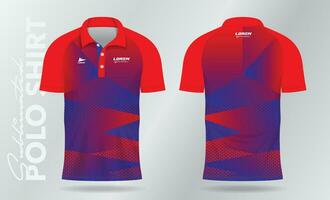 red and blue sublimation polo sport jersey mockup template design vector