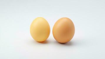 AI generated Two Eggs on White Background. Protein, Ranch Farm, Healthy Food photo