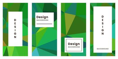 set of brochures with abstract geometric green colorful vibrant background vector