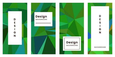 set of brochures with abstract geometric green colorful vibrant background vector