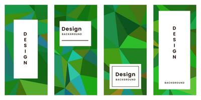 set of brochures with abstract geometric green colorful vibrant background vector