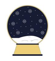 Snowglobe winter snowflakes fall 2D linear cartoon object. Christmas snow globe isolated line vector element white background. Blizzard season. Magic snowstorm sphere color flat spot illustration