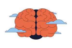 cerebro niebla síndrome 2d lineal dibujos animados objeto. sensación brumoso mental salud aislado línea vector elemento blanco antecedentes. Confusión concentración pérdida. memoria problemas color plano Mancha ilustración