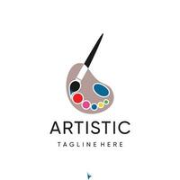 Vector brush and palette icon watercolor logo design