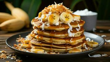 AI generated syrup stack pancake food photo