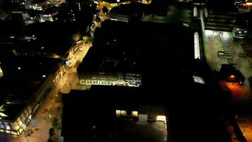 High Angle Footage of Illuminated British Town during Night. Luton, England UK. October 22nd, 2023 video