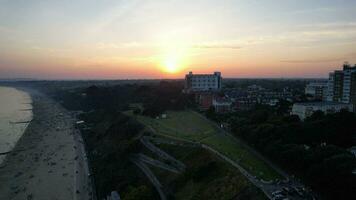 Most Beautiful High Angle Time Lapse Footage of British Tourist City and Sea View of Bournemouth Beach of England Great Britain, UK. Captured with Drone's camera on September 9th, 2023 video