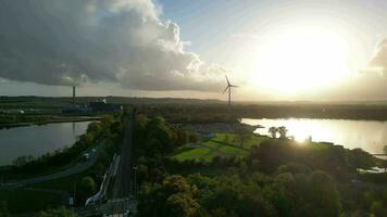 Aerial Time Lapse Footage of British Countryside Village's Landscape of Bedfordshire, England, United Kingdom. October 30th, 2023 video