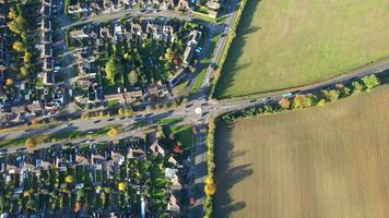 aéreo ver de Letchworth jardín ciudad de Inglaterra Reino Unido. noviembre 11, 2023 video