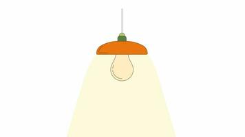 Installing light bulb in lamp hanging line 2D object animation. Energy efficient light fixture flat color cartoon 4K video, alpha channel. Replacement lightbulb animated item on white background video