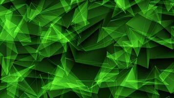 Futuristic abstract background. Green color, flying triangles. video