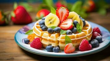 AI generated butter plate waffle food photo