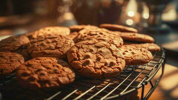 AI generated chocolate brown cookies food photo