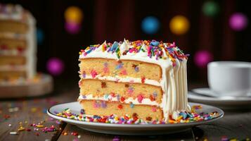 AI generated celebration confetti cake food photo