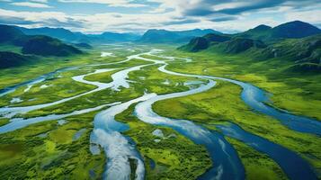 ai generado estéril costero tundra paisaje foto