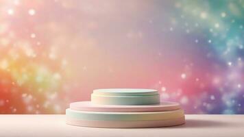 AI generated abstract colorful background, podiums, pastel colors, 3d render photo