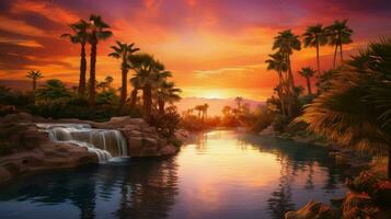 AI generated oasis canyon oases landscape photo