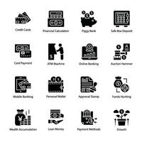 Pack of Finance and Money Flow Icons vector