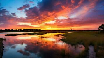 AI generated swamp swampy marsh landscape photo