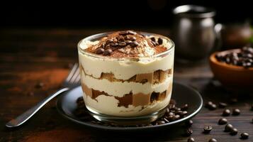 AI generated creamy portion tiramisu food photo