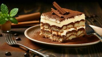 AI generated cake slice tiramisu food photo