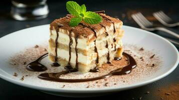 ai generado mascarpone dulce Tiramisu comida foto