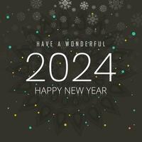 Modern Gray 2024 Happy New Year Greeting Template Vector