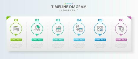 Infographic template for business. 6 Steps Modern Timeline diagram with roadmap and rectangle topic charts, presentation vector infographic.