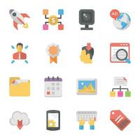 Data Marketing Flat Icon Set vector