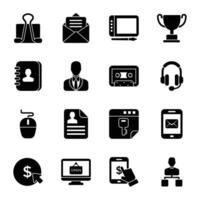 Business and Office Solid Icon Set vector