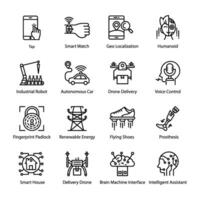 AI and Robotics Line Vector Icons Set