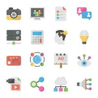 Social Media Marketing Flat Icon Set vector